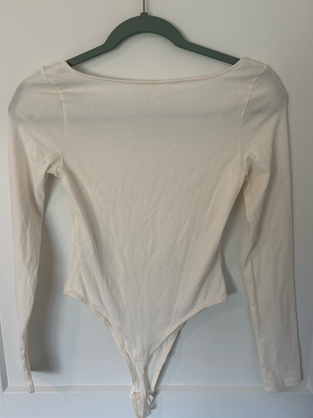 H&M Cream Long-Sleeve Square-Neck Bodysuit - XS - Picture 6 of 6